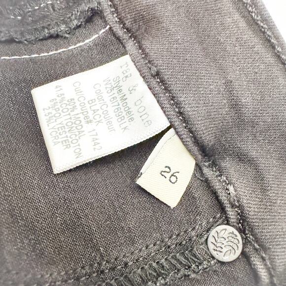 Rag & Bone Tuxedo Leather Stripe Black Denim Jeans Size 26 - Picture 8 of 9